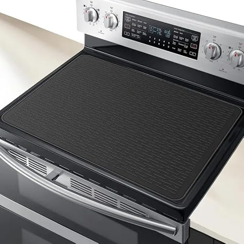 Stove Top Cover for Electric Stove - Food Grade Ceramic Stove top Cover, Glass Cooktop Protector, Dish Drying Mats For Kitchen,Flat RV Range top Mats(Black,28x20)