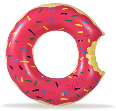 Pool Inflatables Donut Swimming Rings for Adult,120cm Doughnut Inflatable Ring Pink Inflatable Pool Floats Rubber Ring for Adult, Swim Tubes Rings for Women Men Summer Beach Pool Party Water Sport