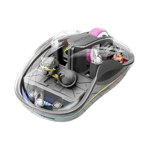 Transparent Built-in Figurine Wireless Bluetooth Mouse, Power/connection Status Visible, Magnetic Cover Splicing Three-mode Silent, Universal Rechargeable Mouse for Laptop