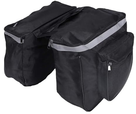 Home Markt24 Sacoche de vélo pour porte-bagages, 45 l, double sacoche étanche, pour l'arrière, 37 x 30 x 26 cm, noire, avec poches à fermeture éclair
