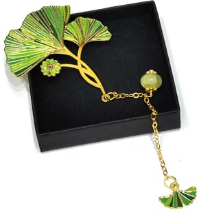 Climple Ginkgo Leaf Lesezeichen - Grüne Lesezeichen zum Lesen von Frauen, Buchliebhaber-Geschenke - niedliche coole Lesezeichen für Frauen, Lehrer-Angebote - Metall-Lesezeichen Pflanzengeschenke für