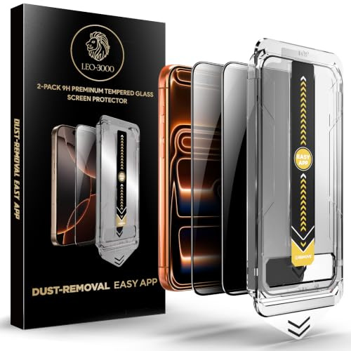 Leo-3000 2-Pack | 9H Privacy Tempered Glass for iPhone Air Screen Protector (6.5-inch) | 28° Anti-Spy | Edge-to-Edge Protection | One-Touch Install with Auto Dust-Elimination Kits & Precision Tool