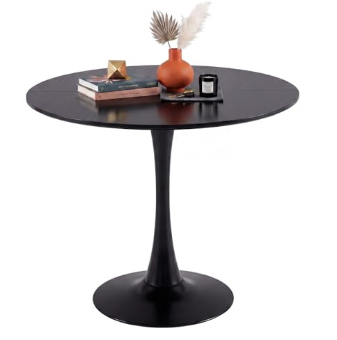 GOKHOMX Esstisch Rund Schwarz & Küchentisch Klein | Esstisch Rund 90cm für 2-6 Personen als Bistrotisch, Gartentisch, Konferenztisch | in Schwarz