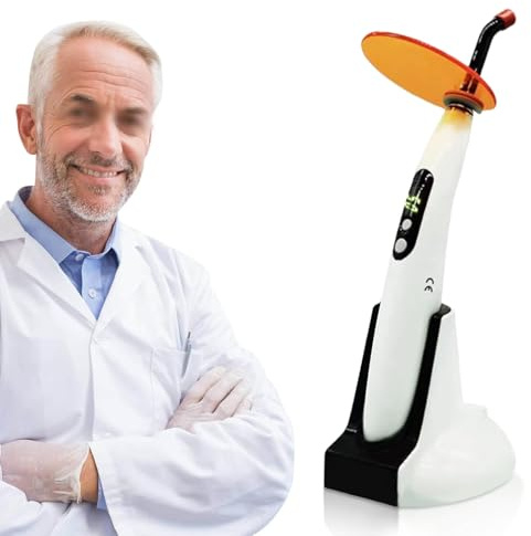 Chelngveo Dental Polymerisationslampe Kabellos, 5W LED UV Härtungslampe 1500mW/cm² 420–480nm mit LCD-Display, 4 Modi Timer, Zahnarzt Curing Lampe für lichthärtende Harze