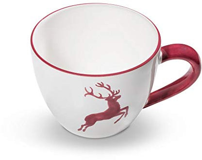 GMUNDNER KERAMIK Teetasse Maxima Füllmenge : 0.4 Liter bordeauxroter Hirsch Geschirr, handgemacht in Österreich