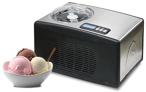 Whynter ICM-15LS - Macchina per gelato automatica, capacità 1,6 litri, in acciaio inossidabile, con compressore integrato, senza precongelamento, display digitale LCD, timer