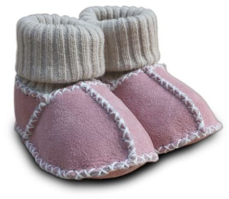 Baby-Lammfellschuhe mit Strickbündchen, rose (22/23)