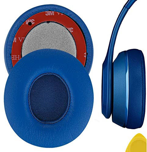 Geekria QuickFit Replacement Ear Pads for Beats Solo 2 Wireless (B0534) (Not Compatible with Beats Solo2 Wired) On-Ear Headphones Ear Cushions (Blue)