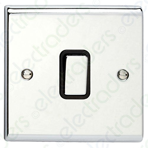 Deta SD1203CHB 1G 2 Way Switch 10A Polished Chrome Black Inserts