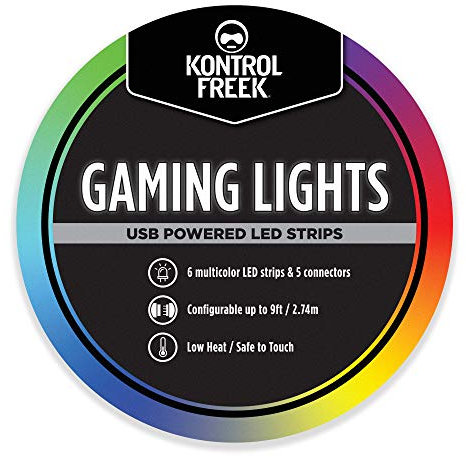 KontrolFreek Gaming Lights: striscia LED Lights, USB alimentato con Controller, adesivo 3M per TV, Console, PC, Muri (9 ft)