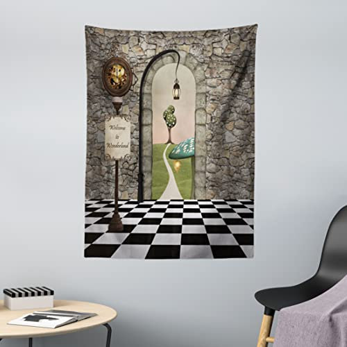 ABAKUHAUS Karikatur Wandteppich, Märchen Motiv aus Weiches Mikrofaser Stoff Waschbar ohne Verblassen Digitaldruck, 110 x 150 cm, Grau Schwarz Braun