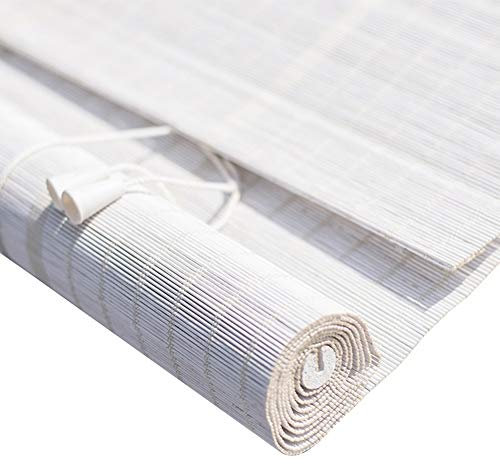Bambusrollo Weiße Bambus-Rollos Mit Seitenzug, Lichtfilter-Rollos Für Windows, 75% Shading Rate (größe : 110x270cm)