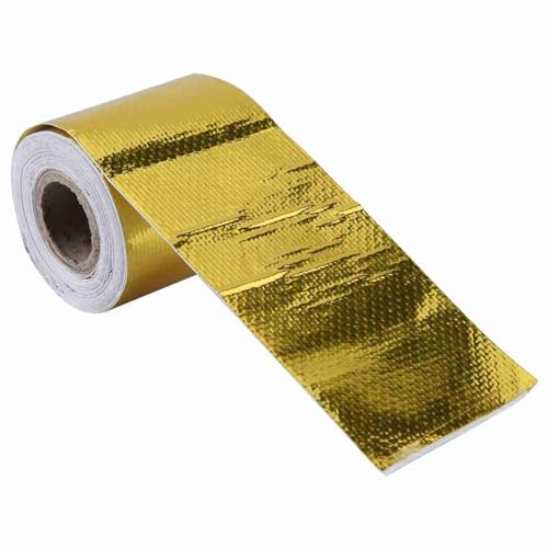 Cinta Adhesiva Térmica de Papel de Aluminio, 5m x 5cm, Dorado, Escudo de Calor