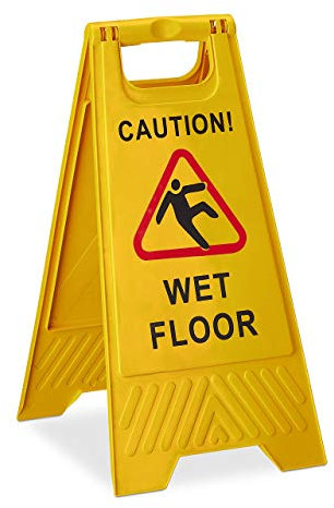 Relaxdays 2X Cartello Avvertimento Anti-Scivolo, in Inglese Segnale Pieghevole Caution Wet Floor, Scritta su 2 Lati, Giallo