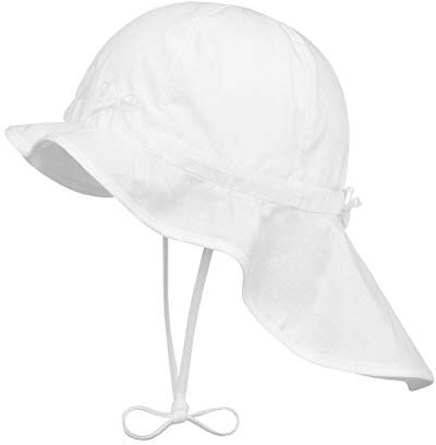 Döll® Mädchen Sonnenhut mit Nackenschutz Leinen, Größe:51, Präzise Farbe:Weiß
