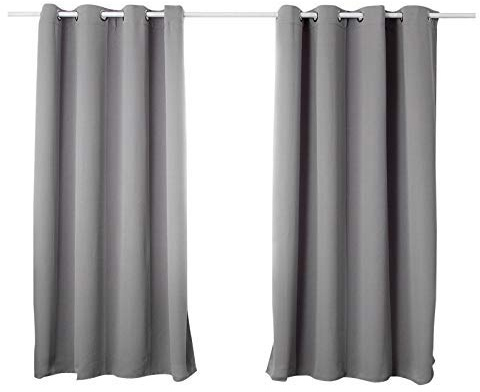 WOLTU Verdunklungsvorhänge mit Ösen Gardine Blickdicht 117x138cm Dunkelgrau | 2er Set, 250g/m² schwere Gardinen mit Sichtschutz, Thermovorhang für Wohnzimmer und Schlafzimmer, Länge 138 cm
