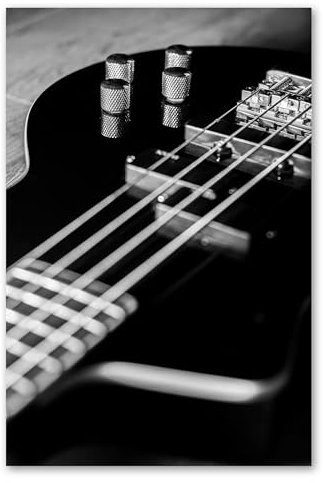 Postereck - 3432 - Bass Gitarre, Musik Instrument Schwarz Weiss - Wandposter Fotoposter Bilder Wandbild Wandbilder - Poster - 4:3-40,0 cm x 30,0 cm