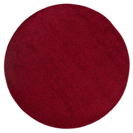 Carpetsale24 Teppich Rund 200 cm Rot, Kurzflor, Einfarbig, Modern, Pflegeleicht, rutschfest, Weicher Bodenteppich für Wohnzimmer, Esszimmer, Schlafbereich