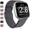 Faliogo Ersatzarmband Kompatibel mit Fitbit Versa Armband/Fitbit Versa 2 Armband, Edelstahl Metall Ersatz Armbänder Kompatibel mit Fitbit Versa 2/Versa/Versa Lite, Klein, Grau