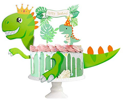 Dinosaurier Tortendeko Dino Kuchen Dekoration Dschungel-Kuchenaufsatz Dinosaurier Toppers für Geburtstag Tortendeko Junge