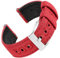 EACHE Uhrenarmband 22mm, Segeltuch und Leder Hybrid Uhrenarmbänder für Herren, Armband für Uhr mit Schnellverschluss (Rot-Silber Schnalle)