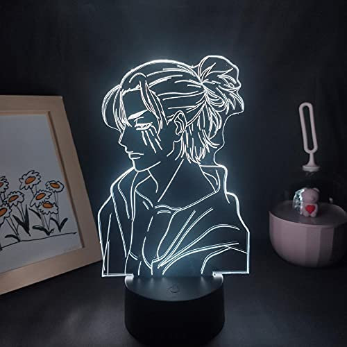 Angriff auf Titan Anime Eren Jaeger Yeager LED Nachtlicht RGB Shingeki auf Kyojin 3D Illusionslampe Schlafzimmer Tischdekoration-16 Farbe mit Fernbedienung