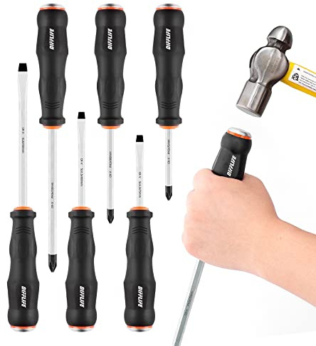 DIFFLIFE Screwdriver Sets Screwdriver Kit 6-Piece, Professional Cushion Grip Insulated Magnetic Tip Electrician Screwdriver Kits (6-Piece)