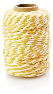 Trimz Cotton Bakers Twine - 25m Reel Yellow/White - 2mm x 25m, TrimzBT0225-COL003