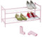 Relaxdays Schuhregal, 6 Paar Schuhe, 2 Ebenen, offen, erweiterbar, HxBxT: 34,5 x 70 x 26 cm, Metall, Schuhablage, rosa