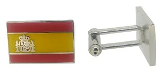 Gemelolandia | Gemelos de Bandera España con escudo 20x15mm| Pines Originales y Baratos Para Regalar | Para las Camisas, la Ropa o para tu Mochila |(Gemelos de Camisa Bandera España)