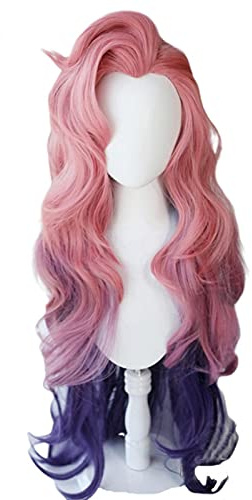 Game Seraphine Cosplay Wig KDA Cosplay Loose Wave Straight Pink Mixed Purple Wigs Heat Resistant Synthetic Hair Pelucas