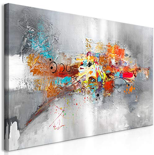 decomonkey Bilder Abstrakt 140x70 cm 1 Teilig Leinwandbilder Bild auf Leinwand Vlies Wandbild Kunstdruck Wanddeko Wand Wohnzimmer Wanddekoration Deko Kunst Modern Textur Grau Bunt
