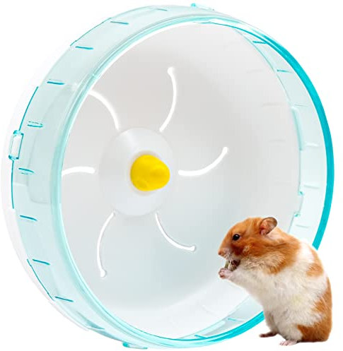 INHEMING Hamsterrad, Hamster Laufrad, Leise Hamster Spielzeug Transparent, rutschfeste Laufscheibe aus Kunststoff,für Totoro Mouse Eichhörnchen Chinchillas Kleintier Haustier- ø 17,5 cm,Blau