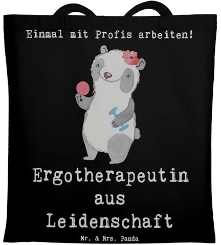 Mr. & Mrs. Panda Shopping Tasche Ergotherapeutin Leidenschaft - Geschenk, Laptoptasche, Spruch, Schultasche, Uni, Witzig, Tote Bag, Ausbildung, Beruf, Lustig