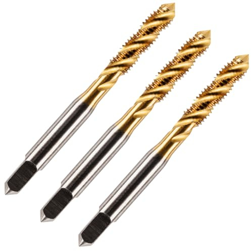 Rennie Tool - 3 Pack M3 x 0.5 Spiral Flute Tap HSS M2 Titanium Coated | Metric Hand/Machine Screw Tap Metric Coarse For Tapping Blind Holes. TIN Coating. 3mm Thread