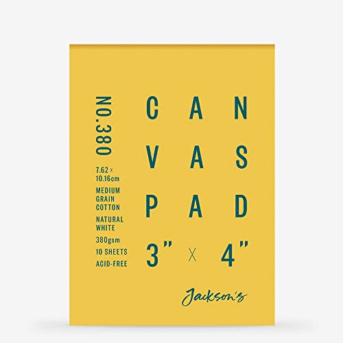 Jackson's : 100% Cotton Canvas Pad : Universal Primed : 380gsm : 10 Sheets : 3x4in (APX.8x10cm)