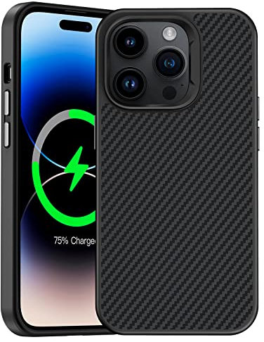 BENKS Magnetische Hülle Kompatibel mit iPhone 14 Pro - Ultra Dünn Handyhülle mit Kameraschutz, Kratzfeste Schutzhülle aus 1500D Aramidfaser, Minimalismus