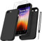 Qasyfanc HandyHülle für iPhone SE 2022 Hülle iPhone SE 2020 Hülle iPhone 8/7 Hülle Silikon case mit 2 Stück Panzerfolie, Ultra Microfiber TPU Flüssig mit Kameraschutz Schutzhülle (Schwarz)