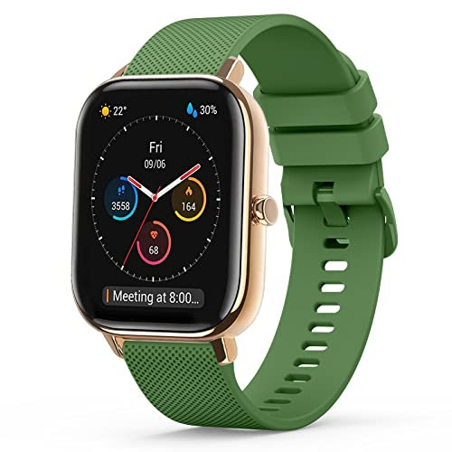 Amzpas Armband für Amazfit GTS 2 Mini/GTS 4 Mini/GTS 2 / GTS 3 / GTS 4, 20mm Strapazierfähiges Silikon Ersatzband Uhrenarmband für Amazfit Bip 3/Bip 3 Pro/Bip Lite/Bip U/Bip U Pro, Dunkelgrün