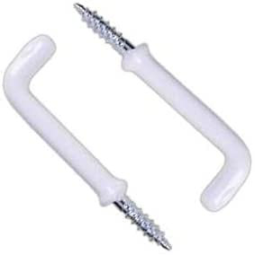 Large White PVC Dresser Hooks 32mm Plastic Coating Shouldered Dresser Hooks Cup Hook L Shape Cup Hangers L Screw Hooks for Hanging Party Celebration Light Strings 10 Pack.
