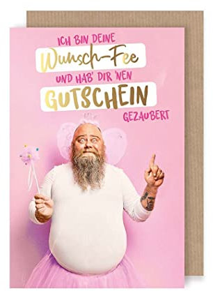 Gutschein Grußkarte Humor Karte Wunsch Fee lustig Goldschrift C6