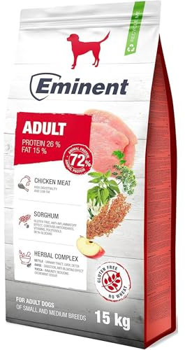 Eminent Adult | High Premium Hundefutter Glutenfreie |Trockenfutter für Erwachsene Hunde Kleiner und mittlerer Rassen 15kg 15 kg (1er Pack)