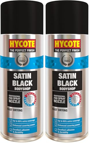 Hycote Bodyshop Peinture en aérosol pour voiture à séchage rapide, noir satiné, 400 ml (Lot de 2)