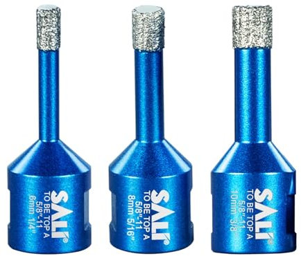 Diamant Trockenbohrer Fliesenbohrer 6 8 10mm 3 Stücke M14 Gewinde Diamantbohrer Glasbohrer Set Lochsäge für Keramik, Granit, Porzellan, Fliesen, Feinsteinzeug, Mauerwerk, Marmor, für Winkelschleifer
