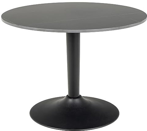 AC Design Furniture Marta Couchtisch in Schwarz, Runder Couchtisch, Hitze- und Kratzbeständige Keramikplatte, Trompetenfuß, Ø: 60 x H: 45 cm
