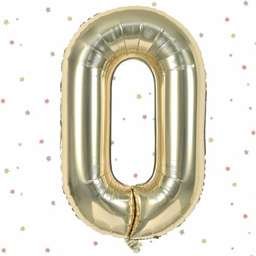 Geburtstag Folienballon Zahl 0, 40 Zoll Champagner Gold Luftballons 0, Weißgold Folienballon 0, Helium Weißgold Ballon Zahl 0, Luftballon 0 Geburtstag für Hochzeit Jubiläum Fest Party Dekoration
