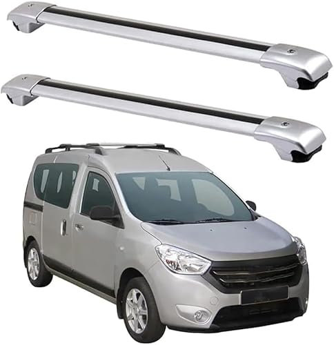 2 Stück Auto-Querträger-Dachträger für Dacia Dokker MPV 2012-2021, Lastenträger Relingträger Gepäckträger für Dachbox, Dachquerträger, Gepäckträger Schienen Zubehör