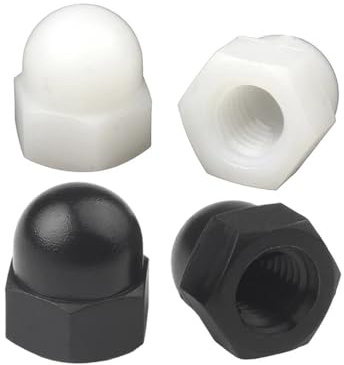 Handmutter 2/5/10/20 Stück Plastic-Hutmuttern mit Hutkappe, weiß/schwarz, Kunststoff, Sechskant-Sechskantmutter, M3, M4, M5, M6, M8, M10, M12, M14, M16, M18, M20 ( Color : White , Size : M18 (2pcs) )