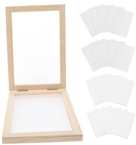 NUOBESTY 42 Pz Antico Set Per La Fabbricazione Della Carta Artigianato Fai Da Te Carta Serigrafica Arredamento in Legno Fabbricazione Della Carta Fai Da Te Doppio Di Legno Setaccio