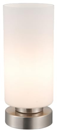 Lightbox Tischlampe mit matt-weißem Glas Schirm & Kippschalter - moderne | Tischlampe mit Glas Schirm - dekorative Tischleuchte mit Schnurzwischenschalter - geeignet für E14-Leuchtmittel aus